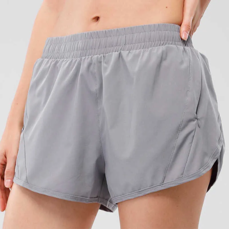 10 ألوان Lu-08 Yoga Hotty Hot Hot Short Bants Whitfit Hidden Zipper Pocket Womens Sports Shorts فضفاض