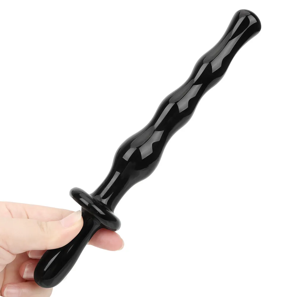 22 cm lungo nero rosa dildo di vetro grande plug anale cristallo culo masturbatore femminile giocattoli sexy uomini donne prodotti adulti gay