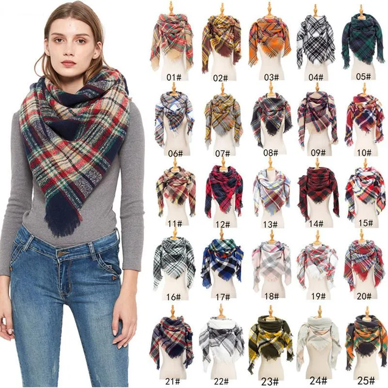 Femmes couverture écharpe confortable surdimensionné Tartan gland écharpe nouveau Wrap grille châle vérifier Pashmina cachemire acrylique treillis cou plaid étole RY3