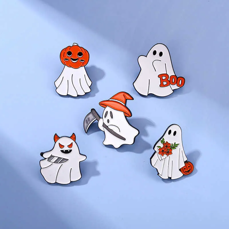 Nouvelle broche en alliage de série Halloween dessin animé créatif forme de couteau fantôme boucle anti-lumière