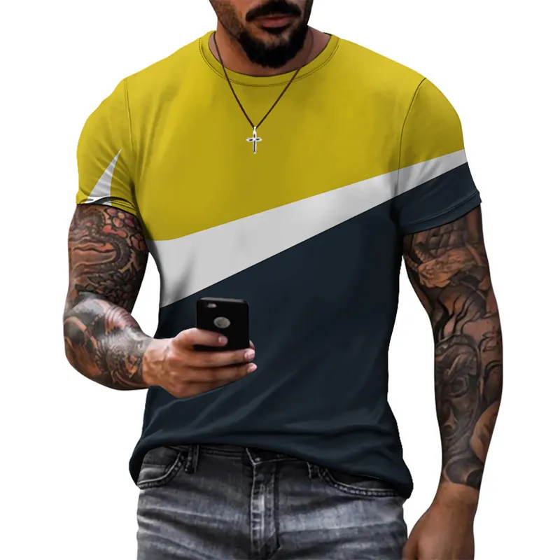 Summer Cool Sport Style Design Model Splicing Print Short Sleeve Shirt Simple Leisure Breattable Mens Tshirt 220526