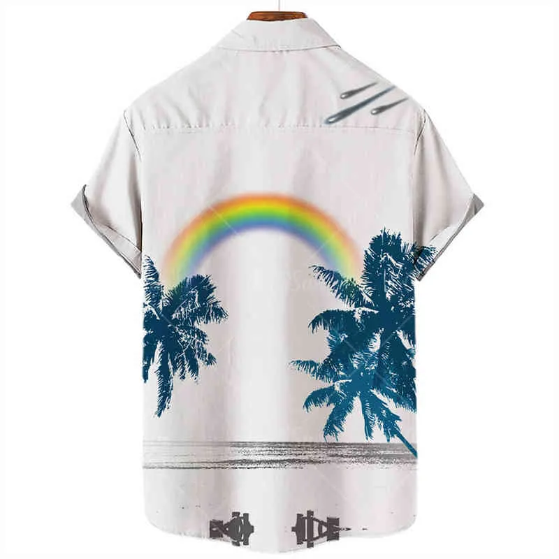 3D New Style Printing Coconut Tree Pattern Designer Art Painting Trend Abbigliamento floreale da uomo hawaiano Camicie G220511