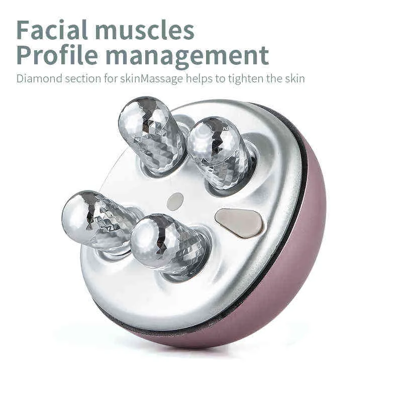 Gesichtspflegegeräte 3D-Gesichtsmassagegerät Roller Facelift-Massage Mikroströme Gesichtslifting Rotierende Falten Entfernen Straffen Anti-Falten-Hautschönheit 0727