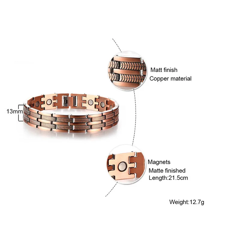 Elegante Zuiver Koper Therapie Armbanden Mens Pijnbestrijding Voor Artritis En Carpaal Tunnel Verstelbare Bangle Bileklik Erkek 220715