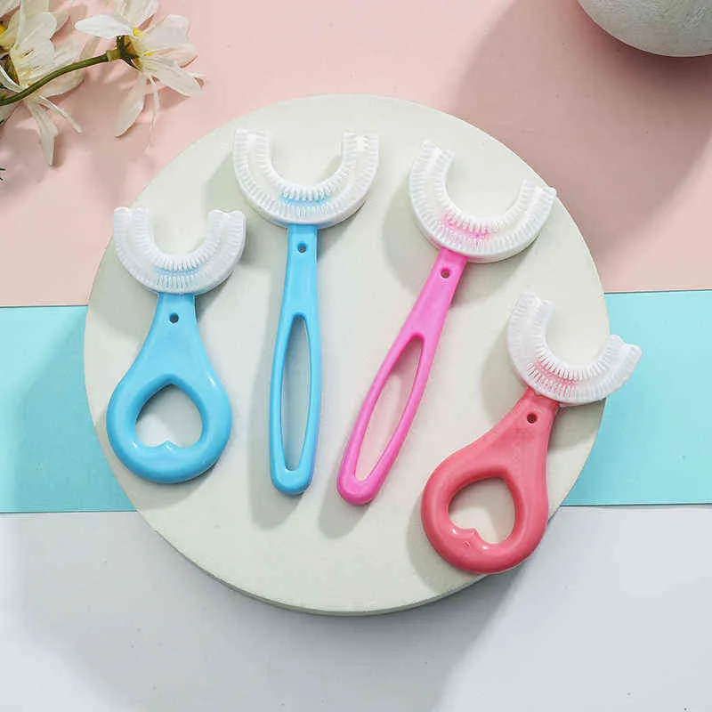 Toothbrush Children Toothbrush for Baby 360 Degrees u Shaped Silicone Tooth Brush Cartoon Kids Dental Oral Care Training Toothbrushes 0511