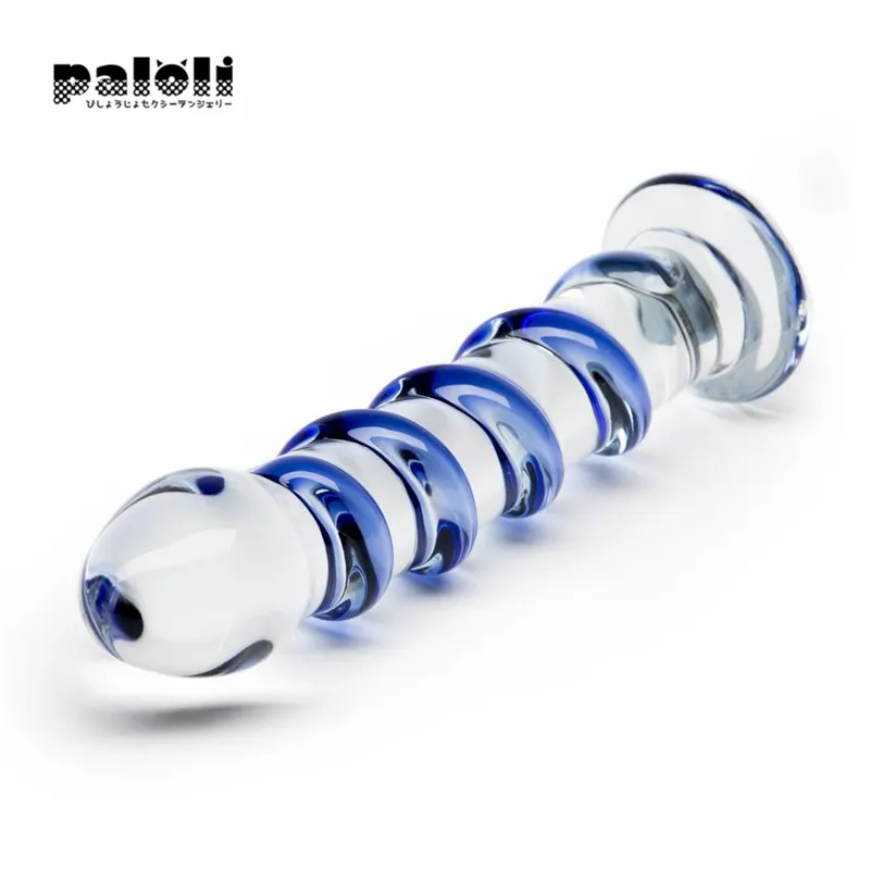 Produtos para adultos Sapphire Espiral Vidro Dildo Sexy Brinquedos Para Mulheres Masturbação Gay Cristal Masturbador