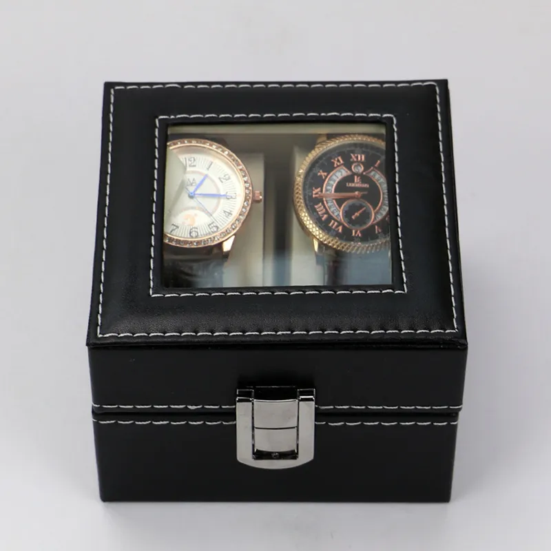 1 2 3 6 rutnät Watch Box Pu Leather Case Holder Organizer Lagring för Quartz Es Jewelry ES Display Gift 220719