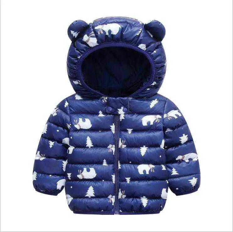 New Baby Boys Coat Autumn Winter Cartoon Bear Coat for Boys Warm Whooded Withed Wearn Clothers Baby Boys Coat J220718