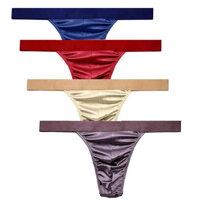 /Bag Mens slipjes Sexy Satin Silky Underwear Sissy Gay For Man Solid Color Hoge kwaliteit t-back G-stringbriefs Veel stijlen T220816