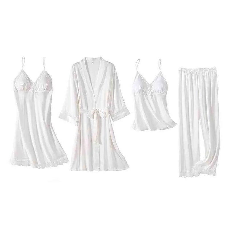 Nachtkleding Vrouwen Robe Sets Bruid Bruidsmeisje Faux Zijden Kimono Badjas Gown Sexy Nachtkleding Intieme Lingerie L220803