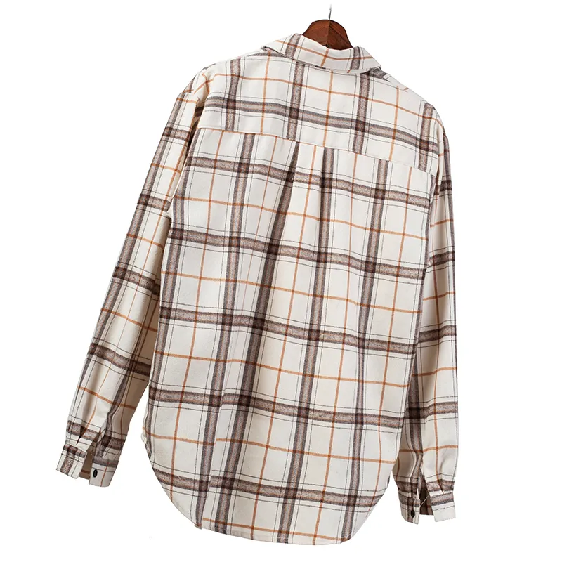Plaid Shirts Womens Blouses Long Sleeve Lady Checked Tops Loose Female Outwear Casual Clothes Spring Autumn s 220513