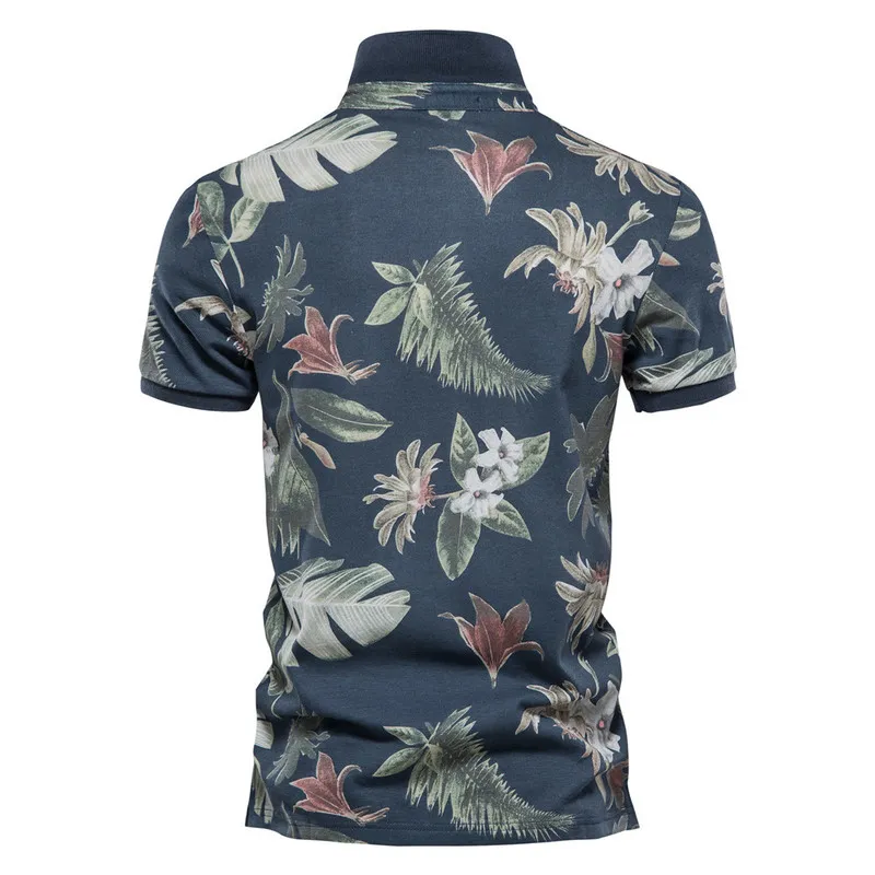 Heren Polos Aiopeson 100% katoenen Hawaii -stijl Polo shirts voor mannen korte mouw Q 220823