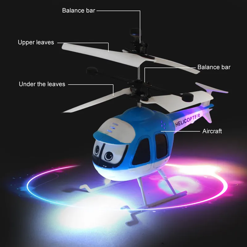 Mini RC Helicopter Induction Flying Toys USB Charge Cartoon Remote Control Drone Kid Plane Indoor Flight 220321