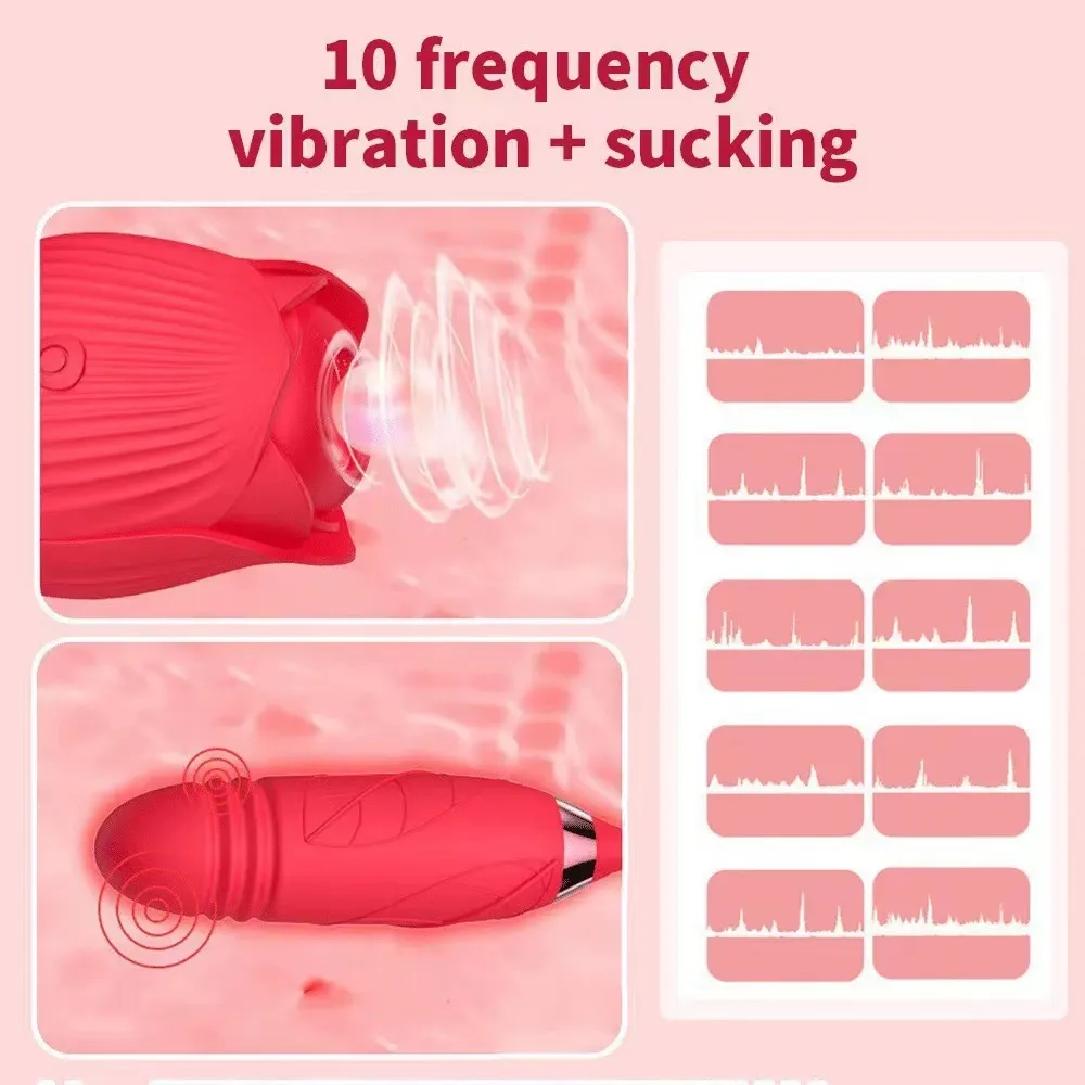 Rosvibratornippel fitta slickande leksak som driver dildo klitoris sucker stimulering vagina sexig för kvinnans kvinnlig onani