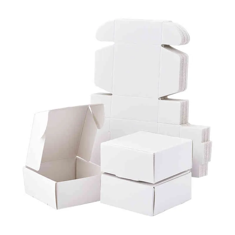 100st Kraft Paper Present Box fälla vikförpackning Box Jewlery Storage Display Wedding Birthday Party Candy Box 5.5x5.5x2.5cm H220505