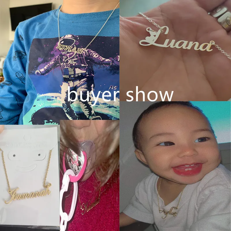 VishowCo Custom Stainless Steel Gold Choker Personalized Baby Name Pendant Necklace Jewelry For Women Kids Gifts 2207185648841