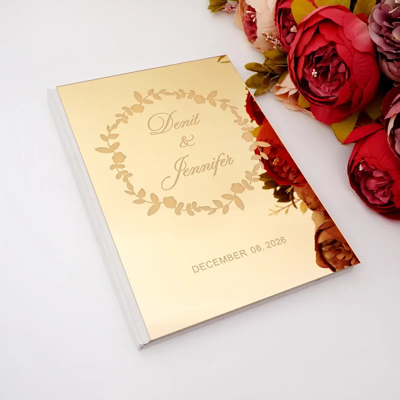 Différents Styles personnalisé mariage Signature livre d'or personnalisé miroir couverture vide blanc Pages vierges décor de fête 220812