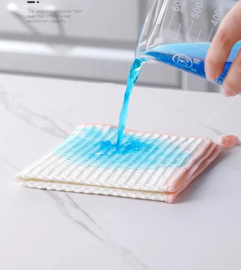 Cleaning Cloths Rag Absorbent Household Kitchen Waffle Cleaning Rags With Lanyard Clean Oil Towel