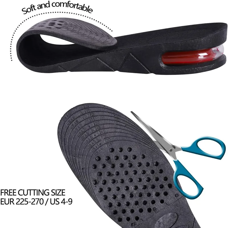 Height Increase Insoles Air Shoes Cushion Lifts Inserts Men Women 3 9cm Variable Insole Adjustable Cut Foot Pad 220610