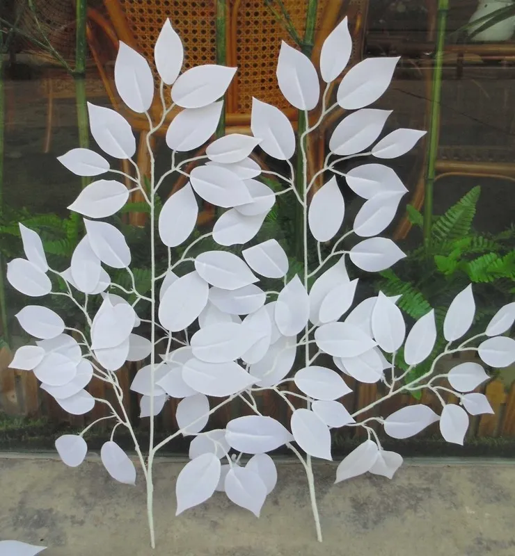1ダースの人工白人のバンヤンは結婚式のフェスティバルのお祝いの背景道路を導く家のdiy装飾的な偽の花0614
