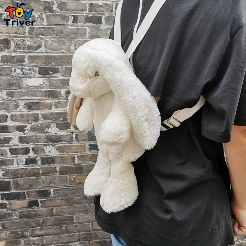 Kawaii Японский белый кролик кролик рюкзак школьная школьная сумка для плеча плюшевые игрушки дети девочки девушки для студентов подарки на день рождения 220519