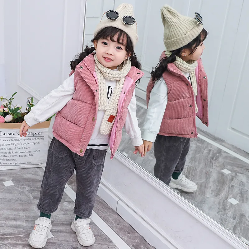 Autumn Girls Warm Vest Winter Boys Thicken Waistcoat Kids Ytterkläder Baby Vest Children Teens Bomull Jackor Vest i 3-10 år 220812