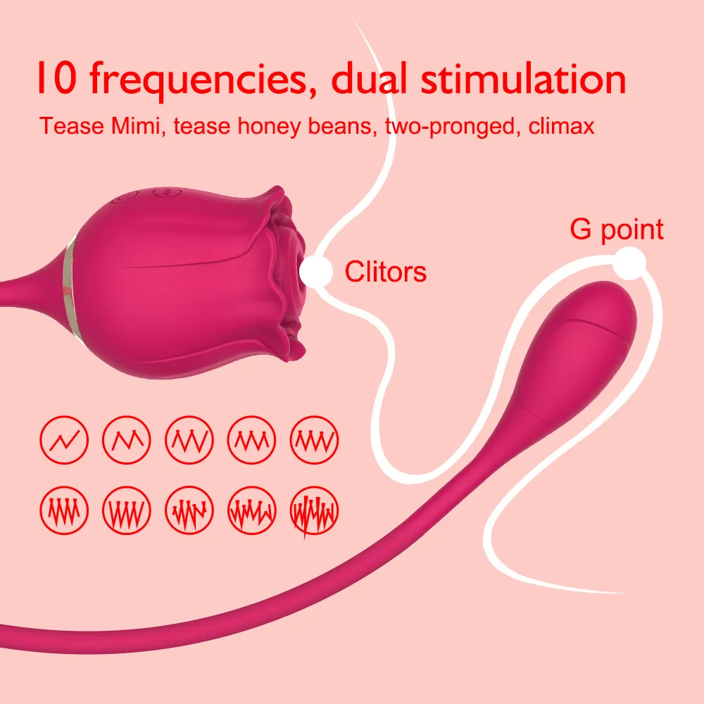 Vibromasseur suceur vagin en forme de Rose 10 vitesses gode point G Oral Clitoris ventouse Stimulation érotique sexy jouets pour femmes