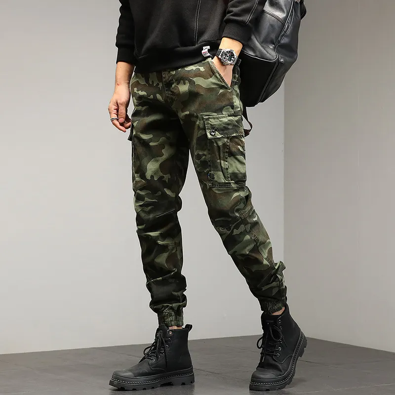 Mens Cargo Pants Techwear Camo Baggy Fashion Military Joggers Male Trousers Streetwear Casual for 220422