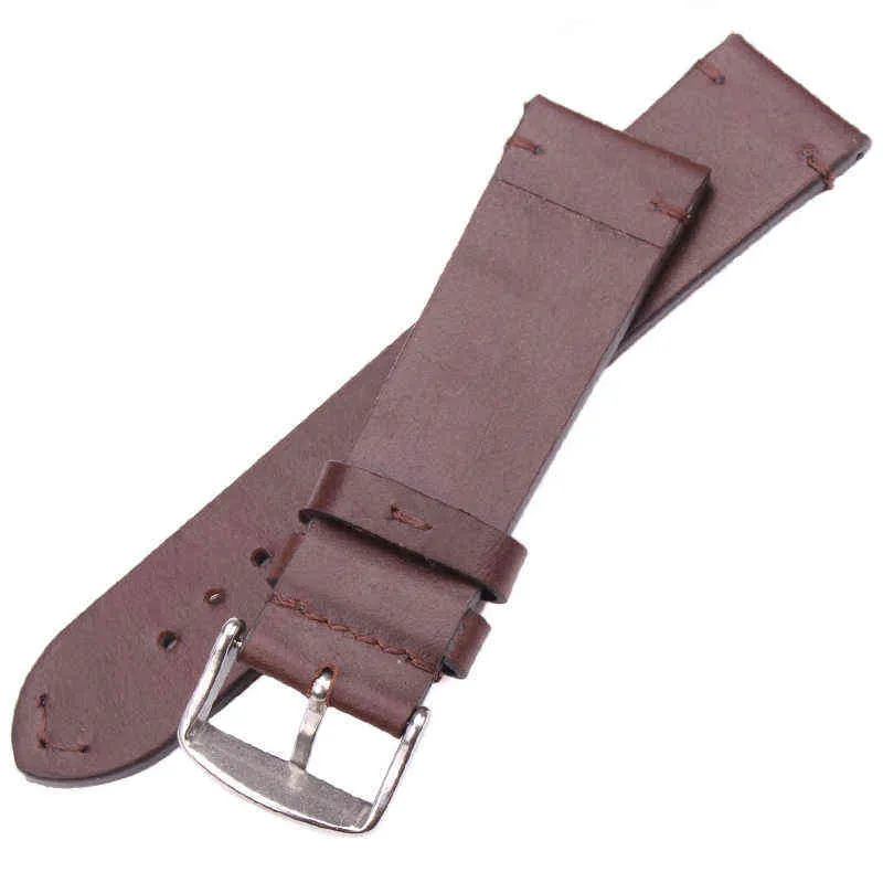 Bracelet en cuir véritable HENGRC 18mm 20mm 22mm marron clair marron foncé bracelet rétro avec boucle en acier barre à ressort G220420