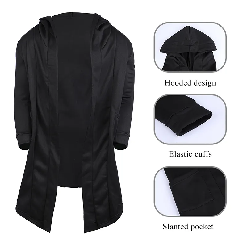 JODIMITTY Men Hooded Sweatshirts Black Hip Hop Mantle Hoodies Fashion Jacket long Sleeves Cloak Coats Outwear 220727