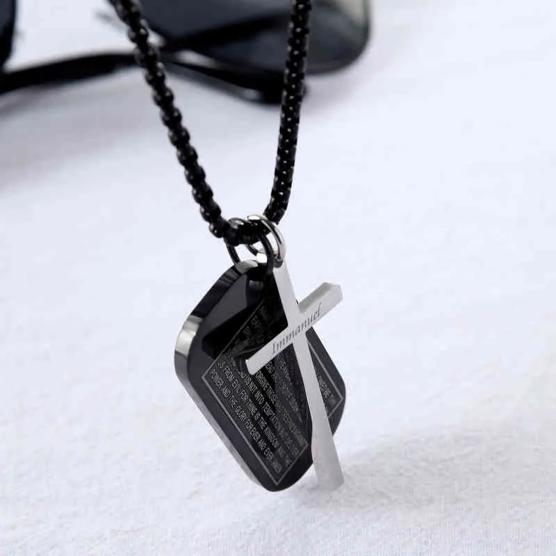 Lord's Personality Prayer Necklace Holy Bible Pendant Cruxifix Cross Necklace Mens Women Syckel Religiös Kristen katolik286v