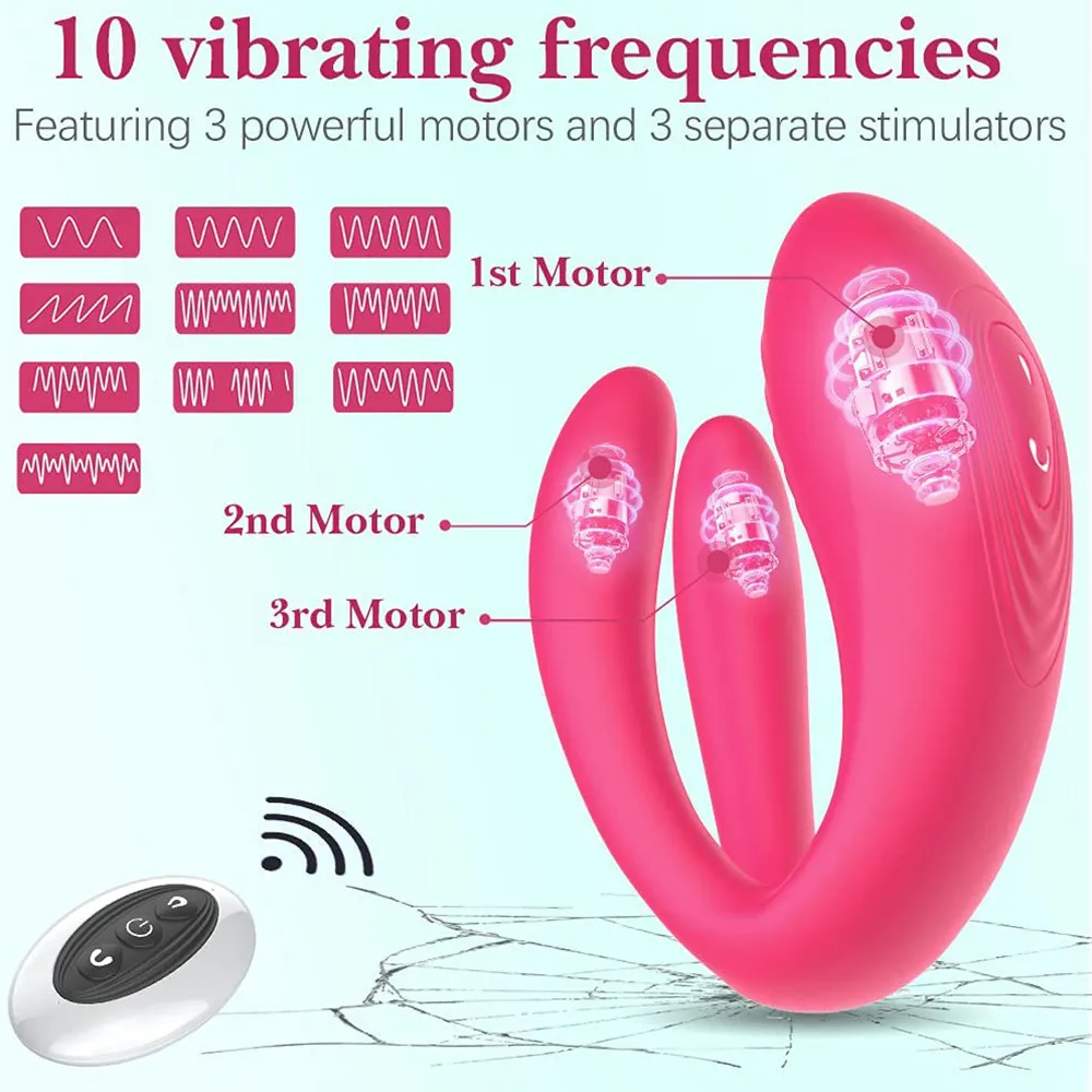 Par vibrator trippel vagina stimulator med trådlös fjärrkontroll sexig leksak för kvinnor penis klitoris massage kvinnlig klimak