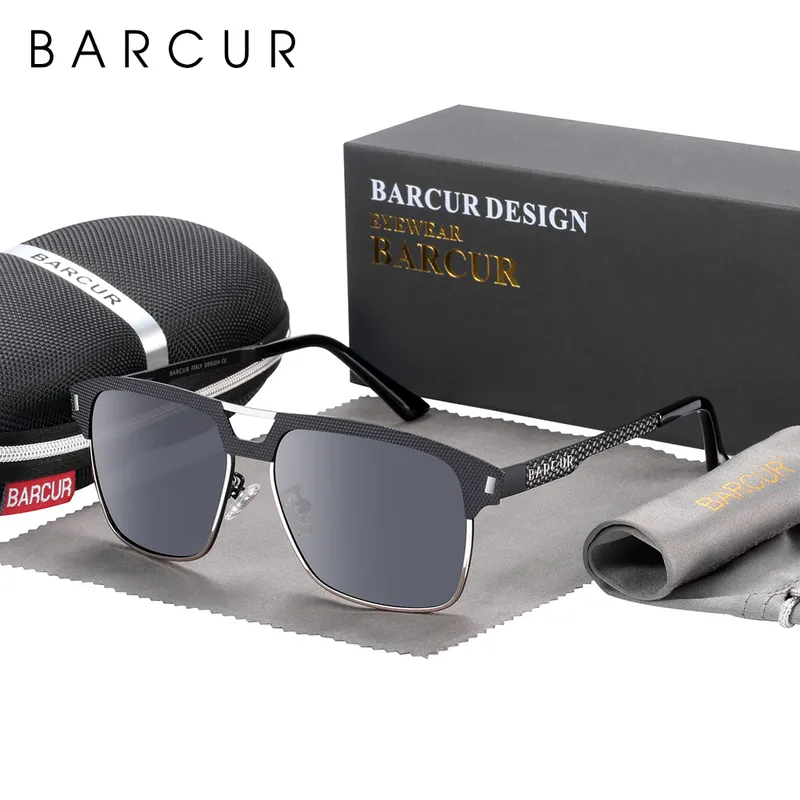 Barcur Original Man Sunglasses Polarised Investless Square Sunglasses for Men Women Mirror Female UV400 Driving Eyewear 220611
