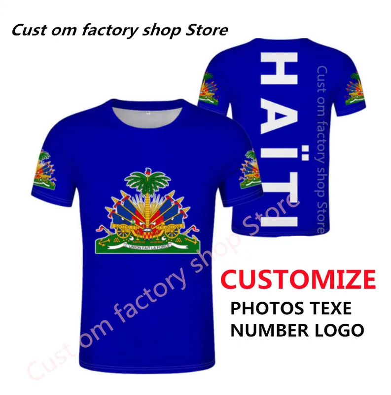 HAITI T Shirt Men DIY اسم مخصص مجاني رقم HTI Nation العلم البلد HT French Republic College Print P O Boy T Shirt 220616