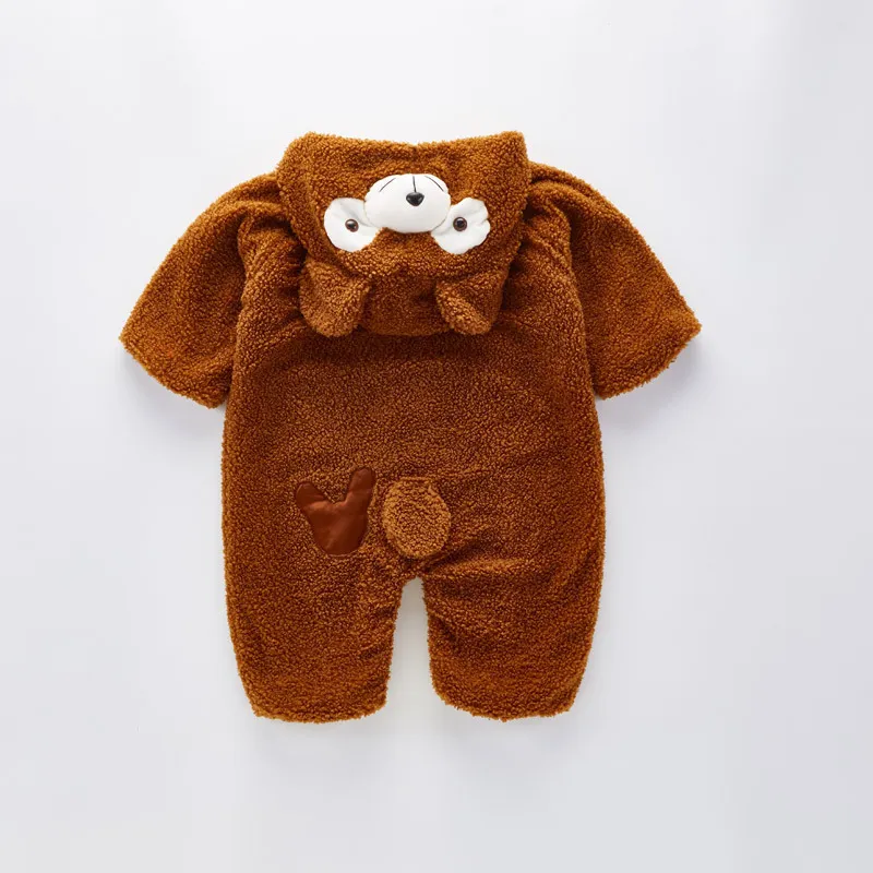 Vestiti della neonata i simpatico orso di peluche pagliaccetto del bambino confortevole tenere al caldo con cerniera con cappuccio ragazzi pagliaccetto 1-4 anni vestiti bambini 220525