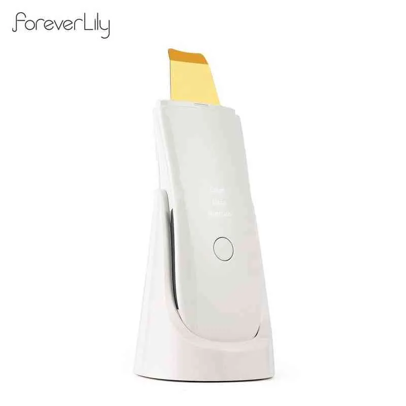 Golden 24kHz Ultrasonic Skin Scrubber With Nano Mist Moisturizing Pore Deep Cleaning Device Facial Peeling Exfoliating Machine 220514