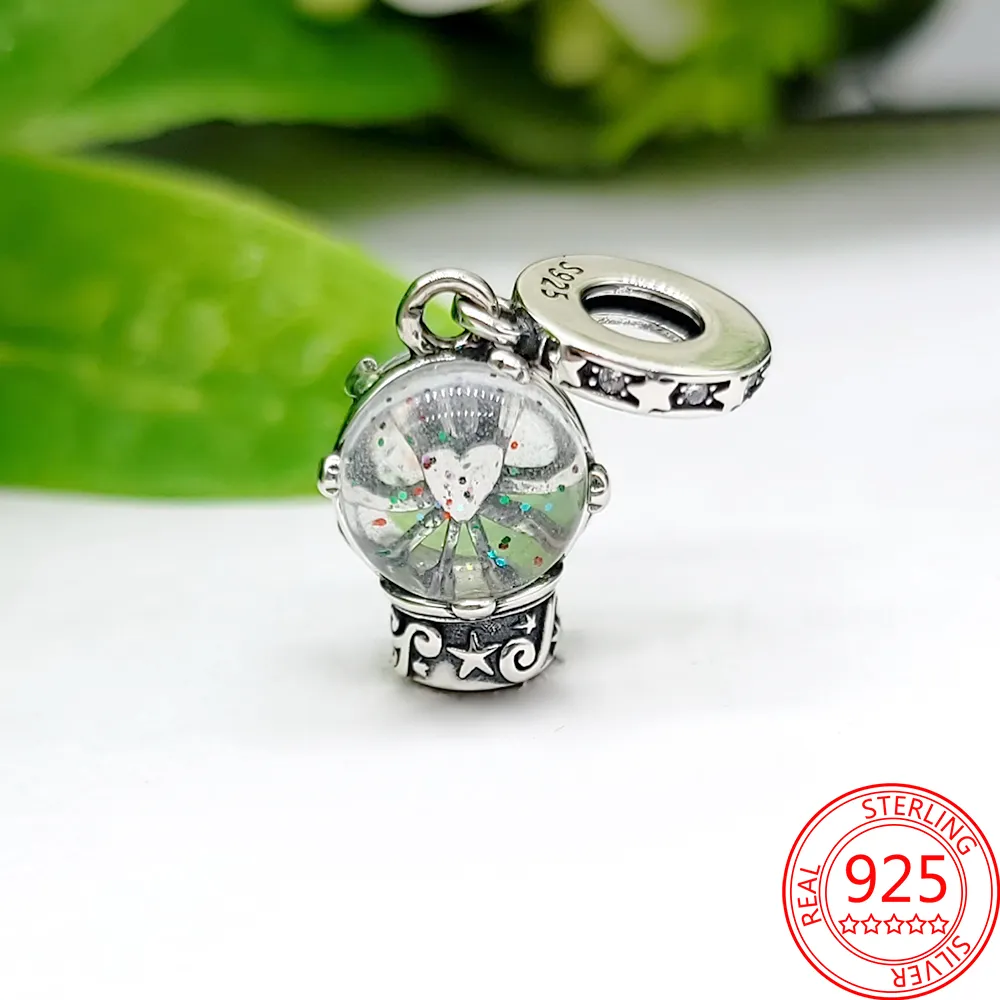 Contas pendentes de prata 925 globo de neve pingente de anjo miçangas Pandora charms pulseira faça você mesmo acessórios para joias