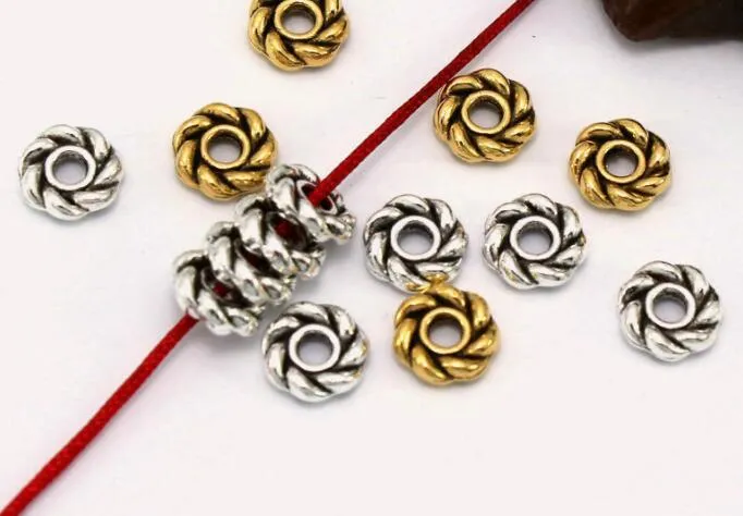 Tibétain argent or 6mm engrenage métal alliage entretoise perles népal bouddha perles pour la fabrication de bijoux sg4gw
