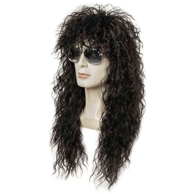 GRES WIG BLACK DŁUGO CHOURTY MĘŻCZYZNA SYNTETYCZNA Cosplay Suffy Wysoka temperatura dla mężczyzn 220622