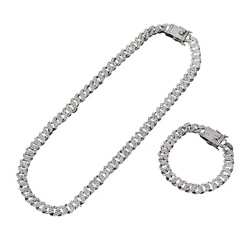 Chaînes 10mm Miami Cuban Chain Link Collier Argent Couleur Glacé Bling Pour Hommes Hip Hop Bijoux Style Plein Forage Chaîne GiftChains243t