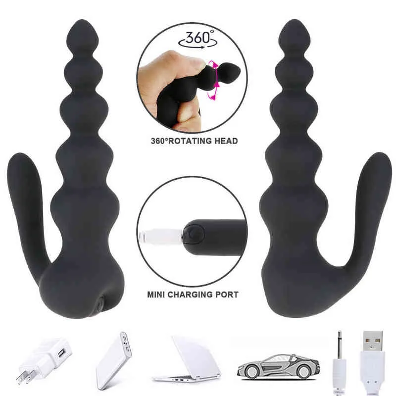 Nxy Cockrings Male Prostate Massage Vibrator Anal Plug Silicone Penis Ring Stimulator Butt Delay Toy for Men Sex Product 220505