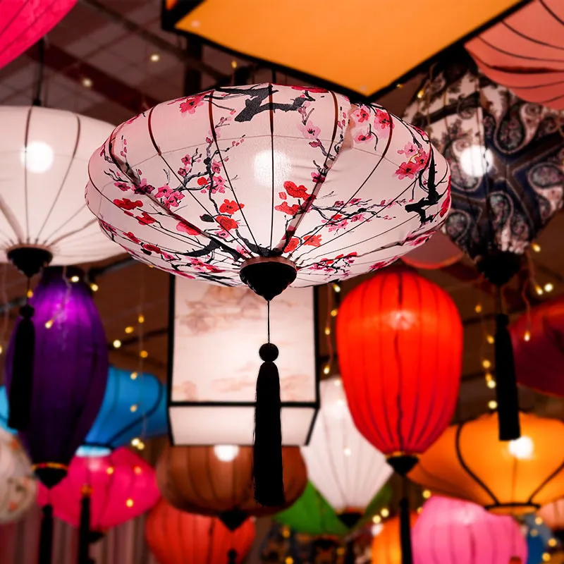 Lanterne classique de 1214 pouces en tissu imperméable fait à la main, lanterne de Style chinois, décor de fête du Festival de printemps du Vietnam, 220527 pouces