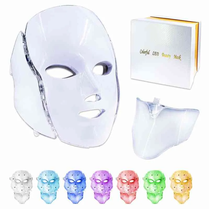 7 Farben LED -Maske Haut Verjüngung Pon Light Therapie Anti -Aging -Gesichts Schönheit Maschine Whitening Hals Skincare Tool VIP 2205208434759