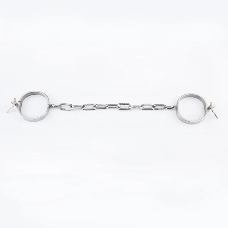 Stainless Steel Handcuffs Ankle Cuff With Chain Bondage Stealth Lock Design Hand Cuffs Restraints Fetish sexy Tiys For Women Men313S