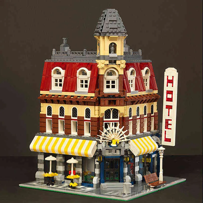 In Stock 15002 Block City Street View Series Make Cafe Corner Model Building Blocks Bricks Children Toys Christmas Gift 10182 T230103