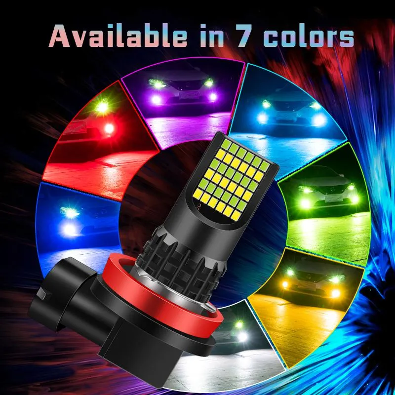 h7 h16 h8 sis farları ampul h11 araba LED sis lambası çift renk HB3 9005 LED HB4 9006 Otomatik Sürüş Çalışma lambası 12V