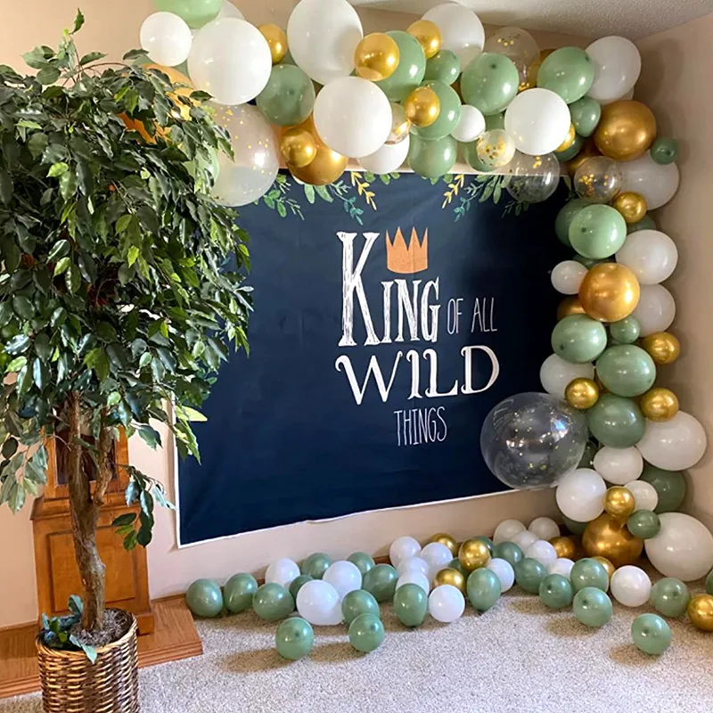 Vintage Green White Gold Balloon Garland Arch Kit para crianças Jungle Birthday Party Soff Decorações de casamento 220523