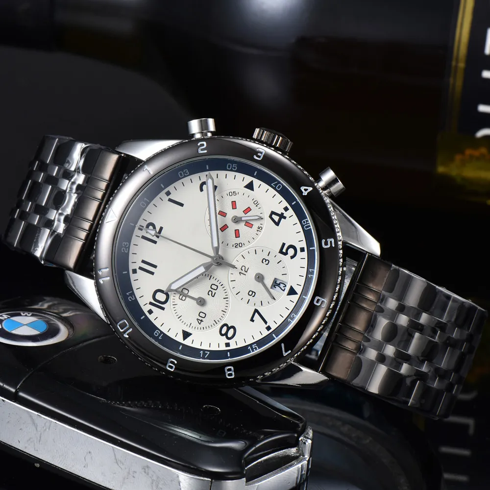 Полные брендные часы для запястья мужчины мужской случайный спортивный стиль роскошные стальные металлические металлические Quartz Clock Br 05