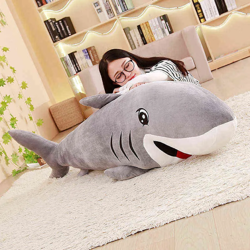 CM engraçado Kawaii Shark Cuddle Cuddle recheado Sussen Pillow Gift for Children Girls Animal Reading Baby J220704