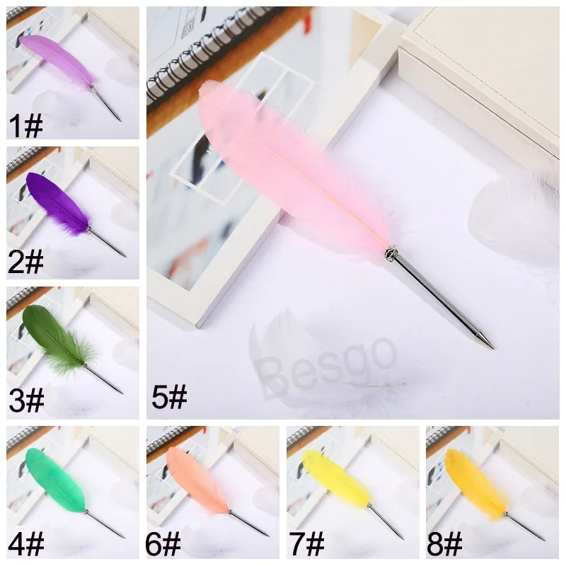 Färgglad fjäderbollspen Pen Retro Feathers Ballpoints Student Writing Pen Office Advertising Signature Pens School Supplies BH73046330